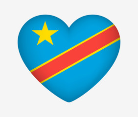 Heart Shaped National Flag of Democratic Republic of the Congo. I Love My Country. Vector Illustration