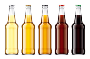 Glass beer bottles mockup. 