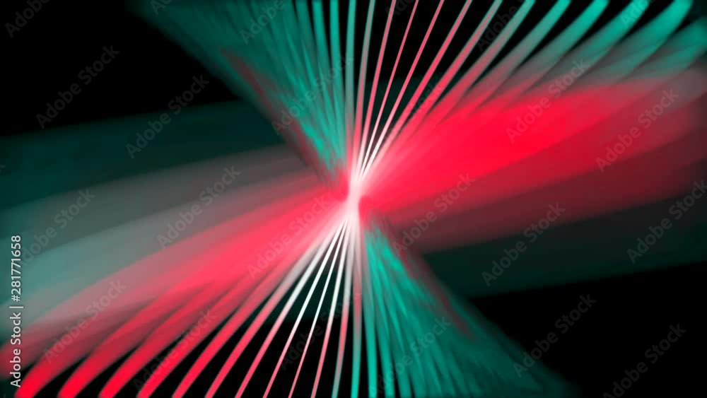 Poster beautiful abstraction of neon lines swirling and changing their color on black background. animation