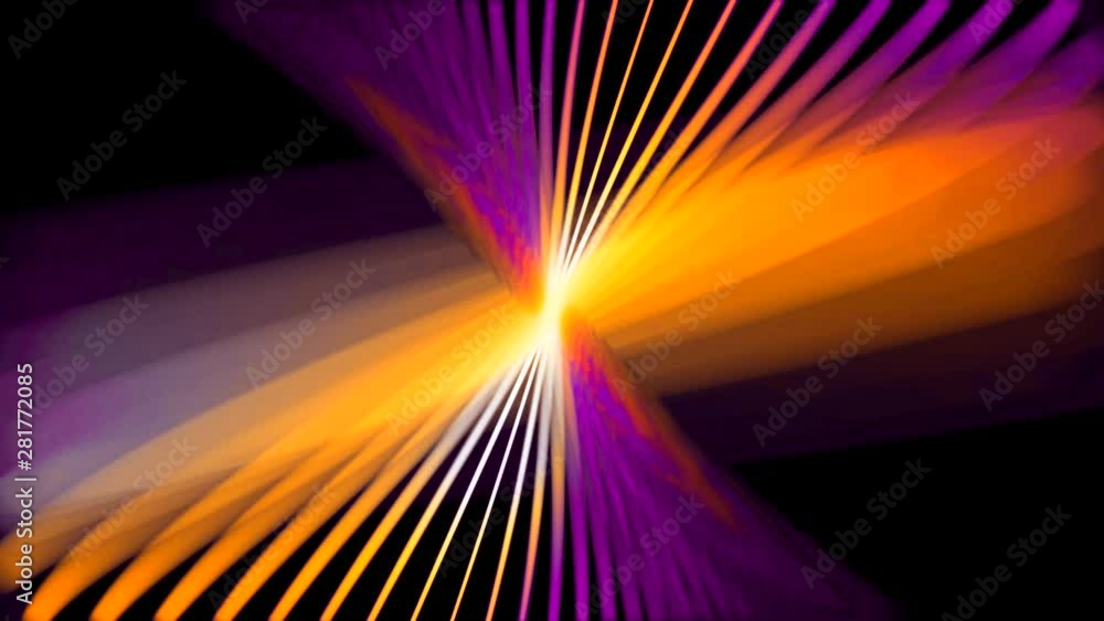 Poster beautiful abstraction of neon lines swirling and changing their color on black background. animation