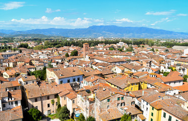 Fototapeta na wymiar Aerial view on Lucca in Tuscany Italy