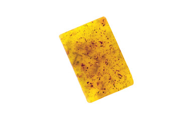 handmade soap with herbs. natural cosmetic. isolated on white background