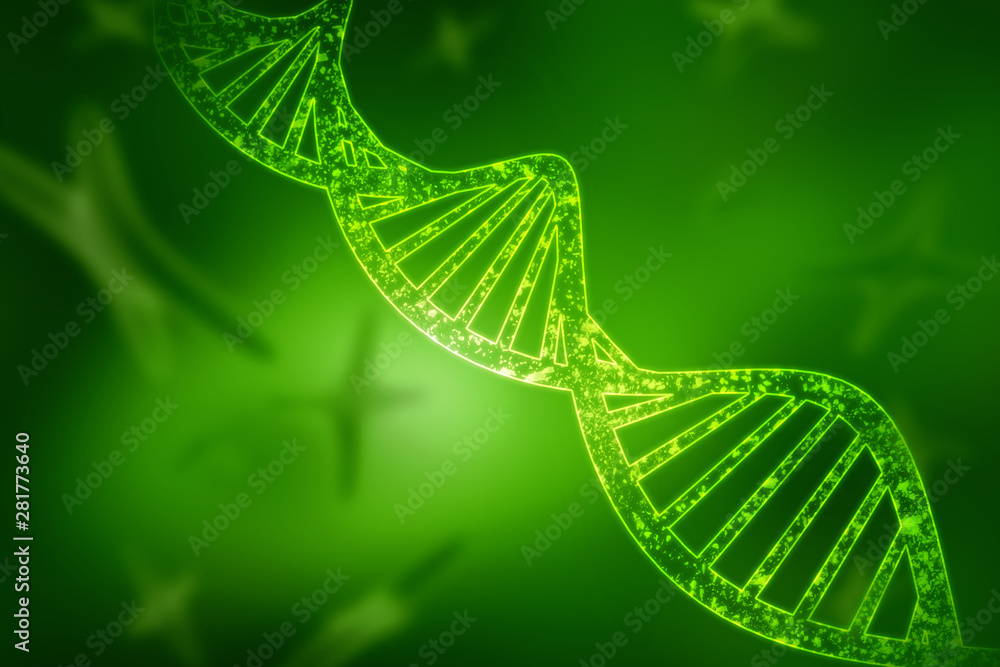 Poster 2d render of dna structure, abstract background