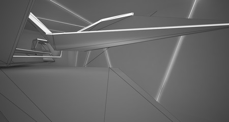 Abstract drawing white interior.3D illustration and rendering.