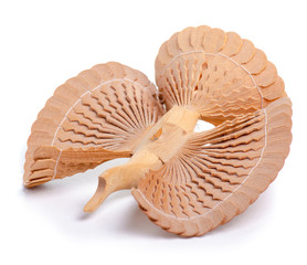 Traditional russian wooden toy Bird of happiness isolated on white background