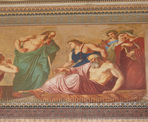 Hippocrates fresco paint at Athens Greece