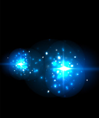 Abstract blue neon star background for celebration design. Luxury festive background.