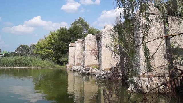 View of the destroyed gateways to the reservoir.