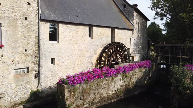 Bayeux, Normandy, France- Water Mill and Aure River in Old Quarter