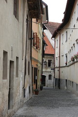 Fototapeta na wymiar Empty streets of Skofja Loka, Slovenia