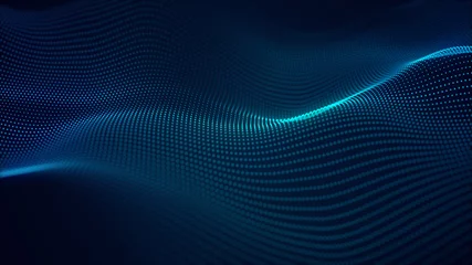 Gardinen schöner abstrakter wellentechnologiehintergrund mit digitalem effekt des blauen lichts unternehmenskonzept © watchara tongnoi