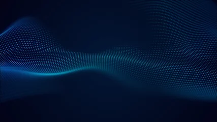 Gardinen schöner abstrakter wellentechnologiehintergrund mit digitalem effekt des blauen lichts unternehmenskonzept © watchara tongnoi