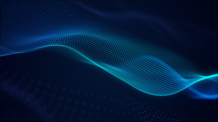 beautiful abstract wave technology background with blue light digital effect corporate concept