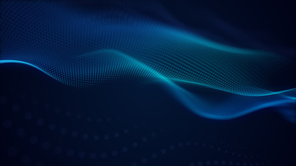beautiful abstract wave technology background with blue light digital effect corporate concept