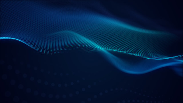 beautiful abstract wave technology background with blue light digital effect corporate concept © watchara tongnoi