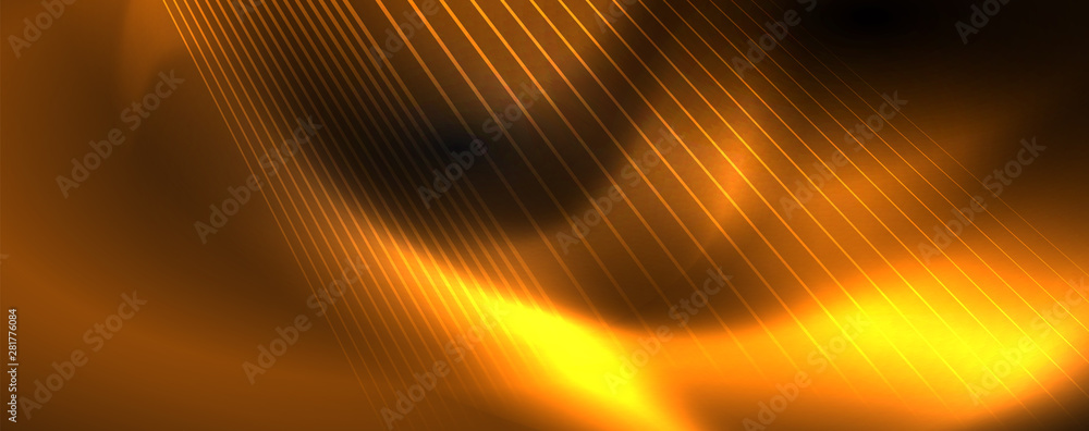 Poster shiny color neon light with lines, abstract wallpaper, shiny motion, magic space light. techno abstr