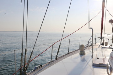 summer seascape of yacht and sea during regatta