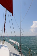 summer seascape of yacht and sea during regatta