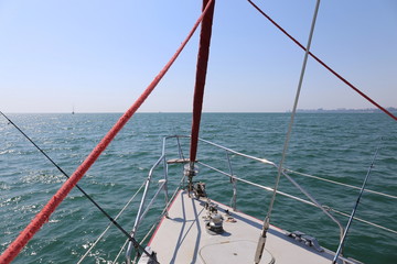 summer seascape of yacht and sea during regatta