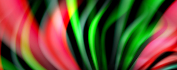 Fluid color waves with light effects, vector abstract background