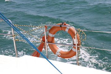 lifebuoy at the yacht in the sea