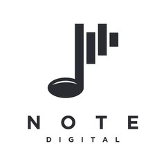 note digital logo vector modern black and white style