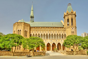 Fototapeta na wymiar Karachi - Frere Hall that dates from the early British colonial-era , Pakistan 