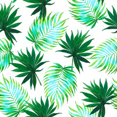 Watercolor tropical pattern. Print for fabric. Textile design, gift wrap. Seamless pattern.
