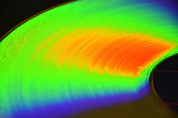 Platte, Bildplatte, Laserdisc, Laservision, , , LD, Gold, Reflexion, Regenbogen, Regenbogenfarben,...