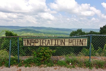 Fototapeta premium Landscape view of the Arkansas countryside in the Ozarks seen from Inspiration Point in Eureka Springs