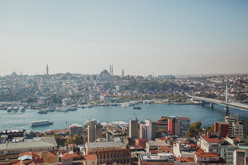 Fototapeta na wymiar view of Istanbul and the Bosphorus from the observation deck on the Galata Tower