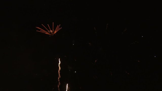 Firework display in sky at night, Japan