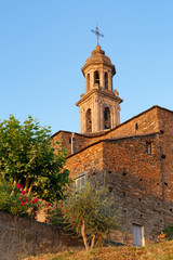 Fototapeta na wymiar Church of Taglio Isolaccio village in Corsica mountain