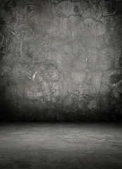grunge interior room with concrete wall.