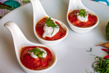 Hot curry decorated with vegetable use for poster restaurant and web background.