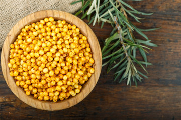 raw sea buckthorn in a plate