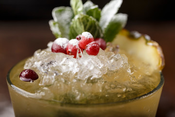 mojito cocktail on wooden background