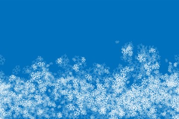 Transparent Snowflakes on cold blue background. Horizontal winter pattern