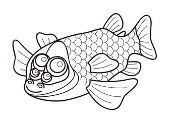 デメニギス Barreleye 深海魚 キャラクター イラスト Wall Mural みやもとかずみ