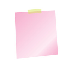 Soft pink sticker sheet, pinned adhesive tape, ready for your use. Notice board element. Perfect for back to school or business design theme. Isolated on white background. 