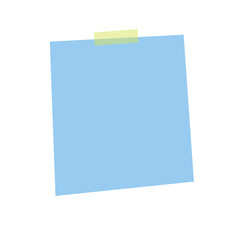 Flat blue sticker sheet, pinned adhesive tape, ready for your use. Notice board element. Perfect for back to school or business design theme. Isolated on white background. 