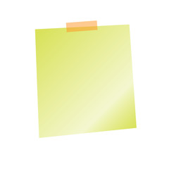 Green sticker sheet, pinned adhesive tape, ready for your use. Notice board element. Perfect for back to school or business design theme. Isolated on white background. Front view. 