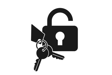 Open Lock and key icon vector on white background, locked is unlocked icon