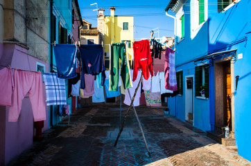 Panni stesi a Burano, Venezia