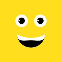 Emotion squared. Flat design. Yellow smiley face