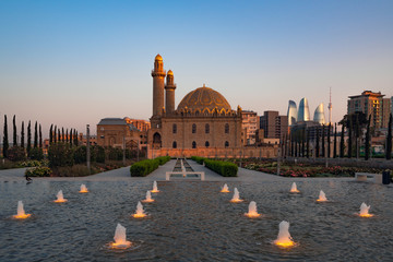 View of the mosque Taza Pir in Baku city