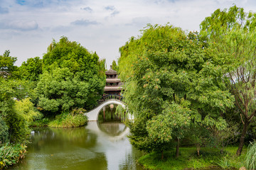 A Chinese Arch Bridge on the Lake