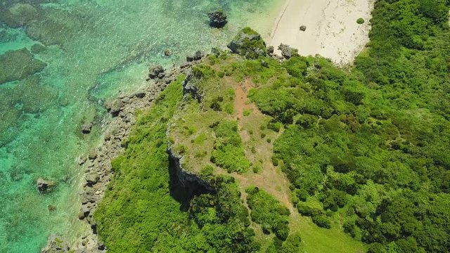 Beach and cliffs on seashore, Kafu Banta, Miyagi Island, Japan