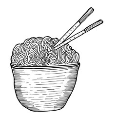   noodles with chopsticks, doodle