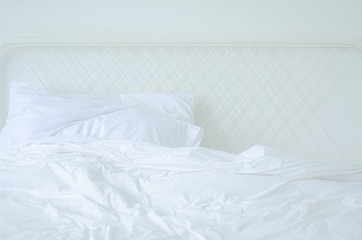 Fototapeta na wymiar Clean white bedroom concept.